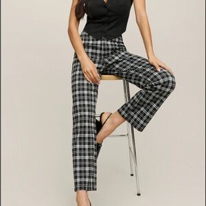 Reformation Franklin Pant - Black and Green Plaid